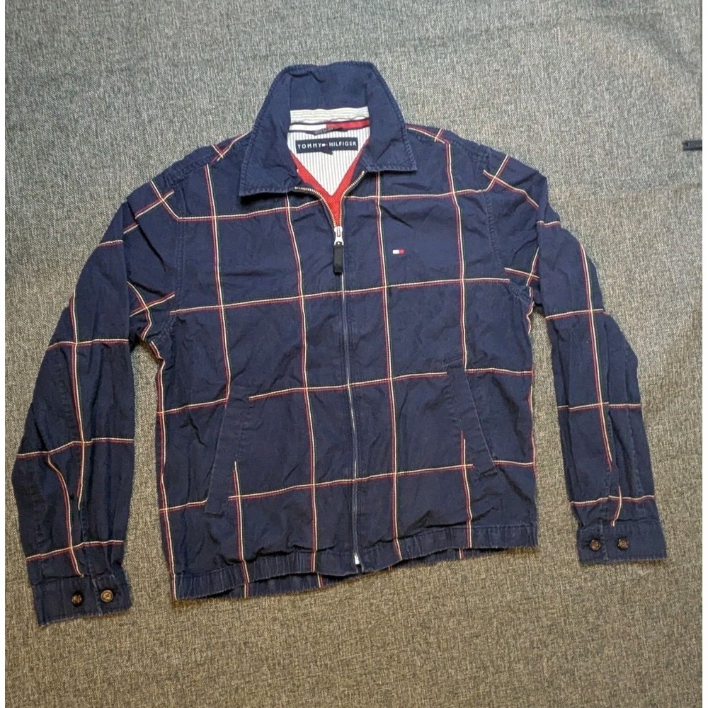 Vintage Tommy Hilifiger Men's Jacket Checkered Plaid Logo Outerwearβ Size Small